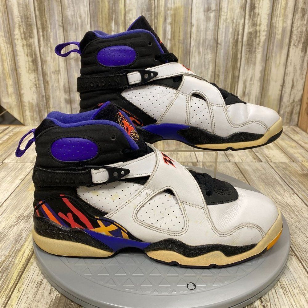 Nike Air Jordan VIII 8 Retro Three Peat Leather Sneaker Shoes 6Y = Womens 7.5